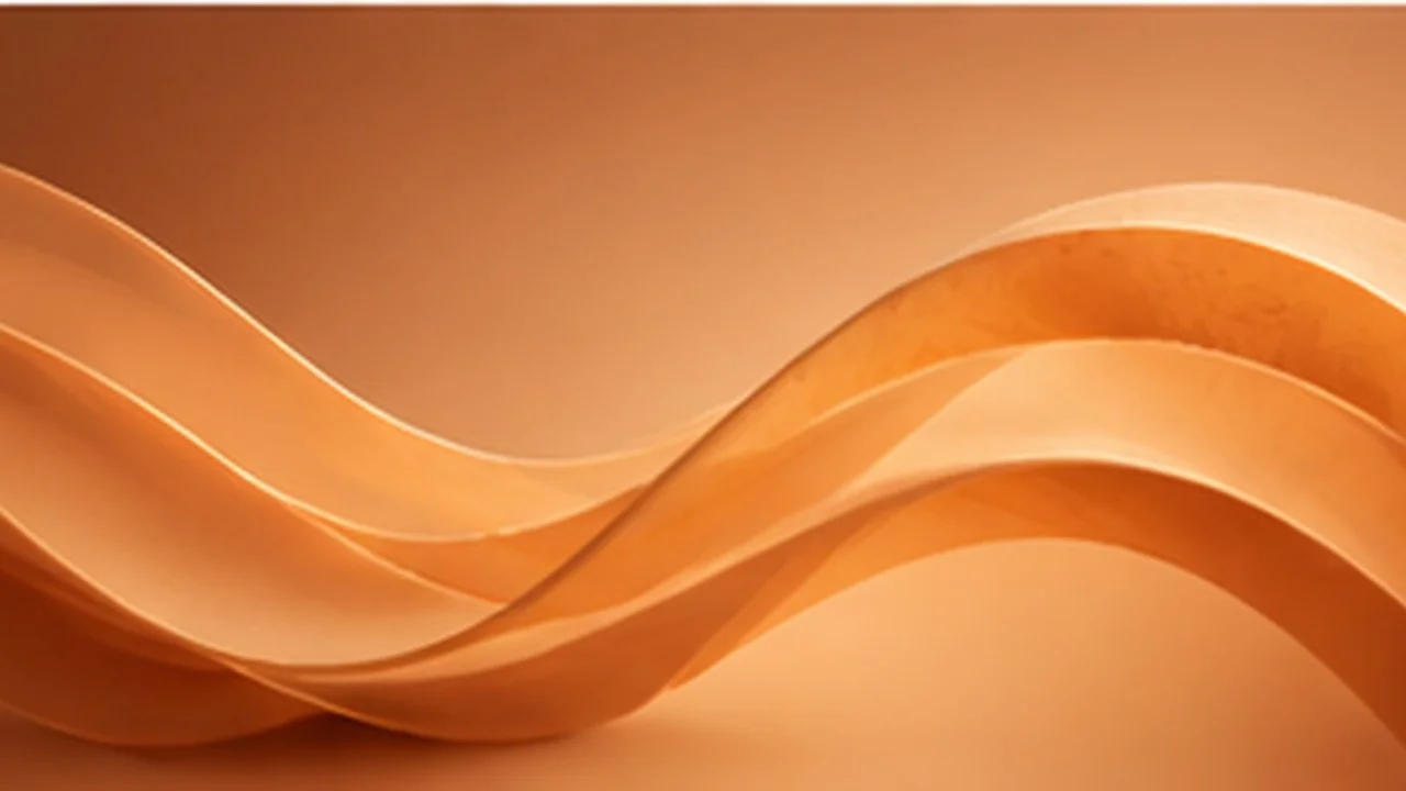 Flowing ribbons of gold and copper on an orange background